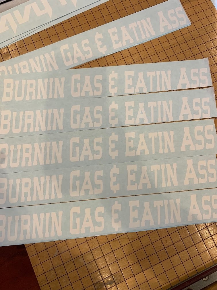 Burnin Gas Eatin Ass Swingarm Sticker Imzz Elite Vehicle Concepts